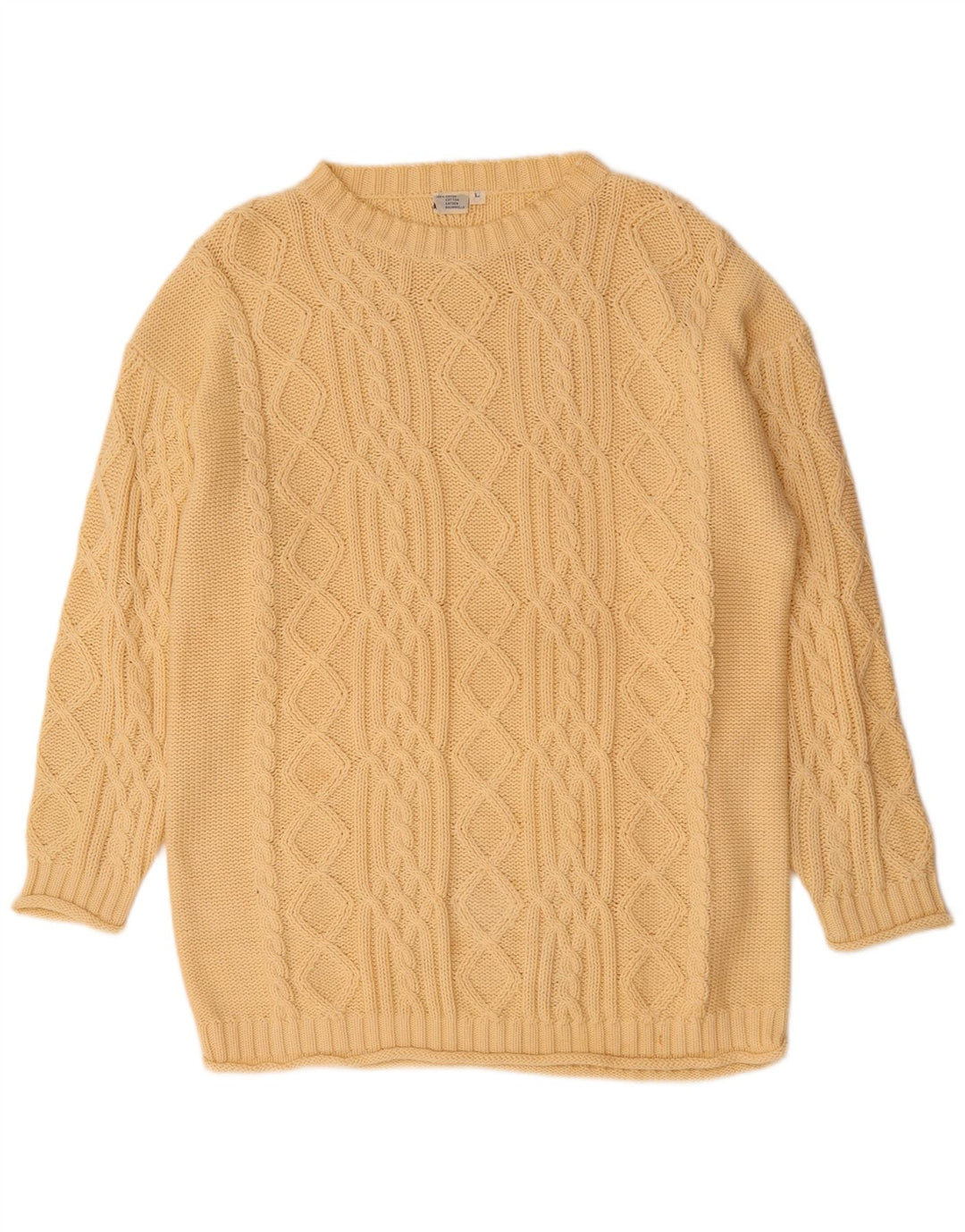 Maglione da uomo con scollo a barca VINTAGE grande in cotone beige