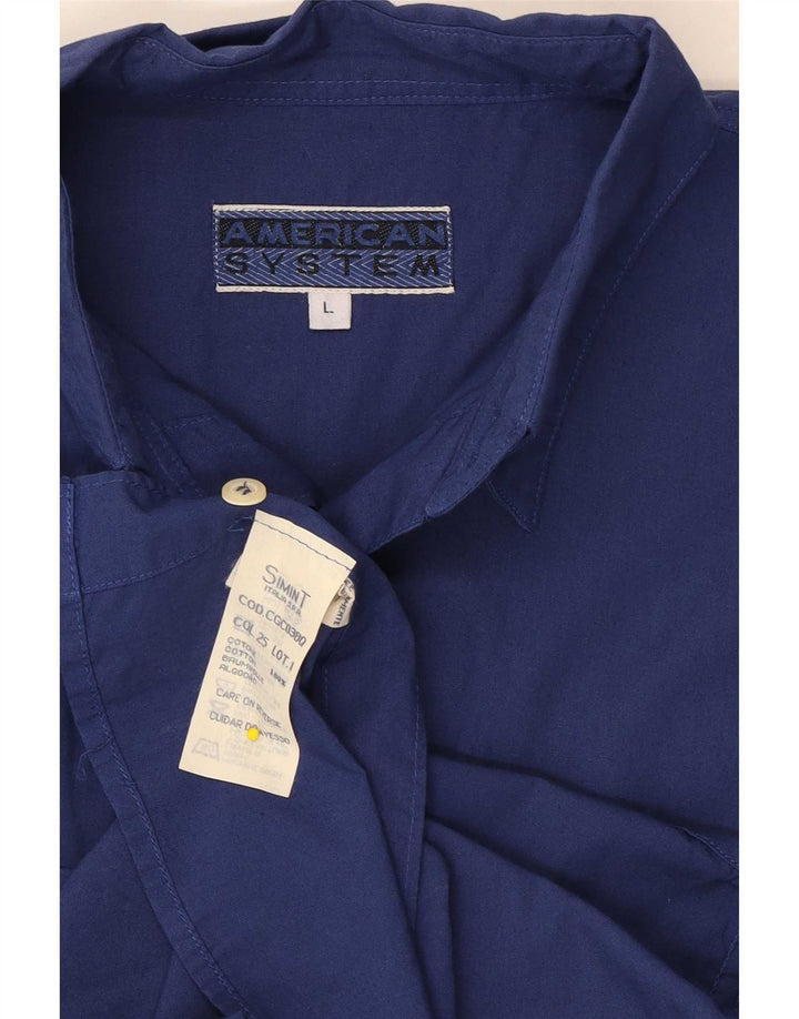 Camicia da uomo American System Large in cotone blu navy