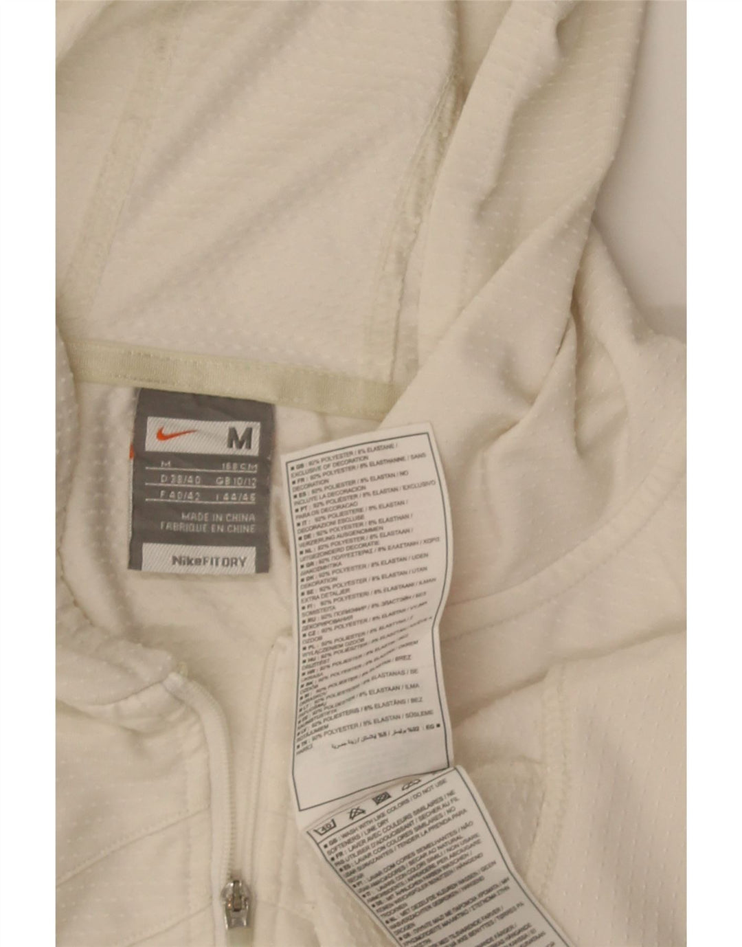 Giacca corta della tuta da ginnastica con cappuccio Nike da donna UK 10/12 Medio Bianco