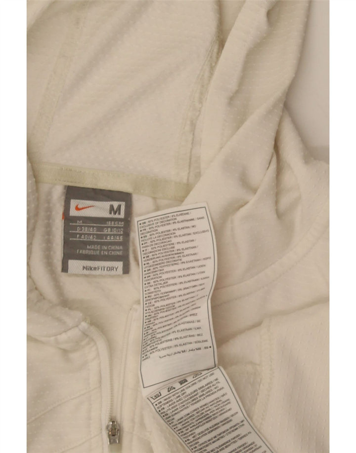 Giacca corta della tuta da ginnastica con cappuccio Nike da donna UK 10/12 Medio Bianco