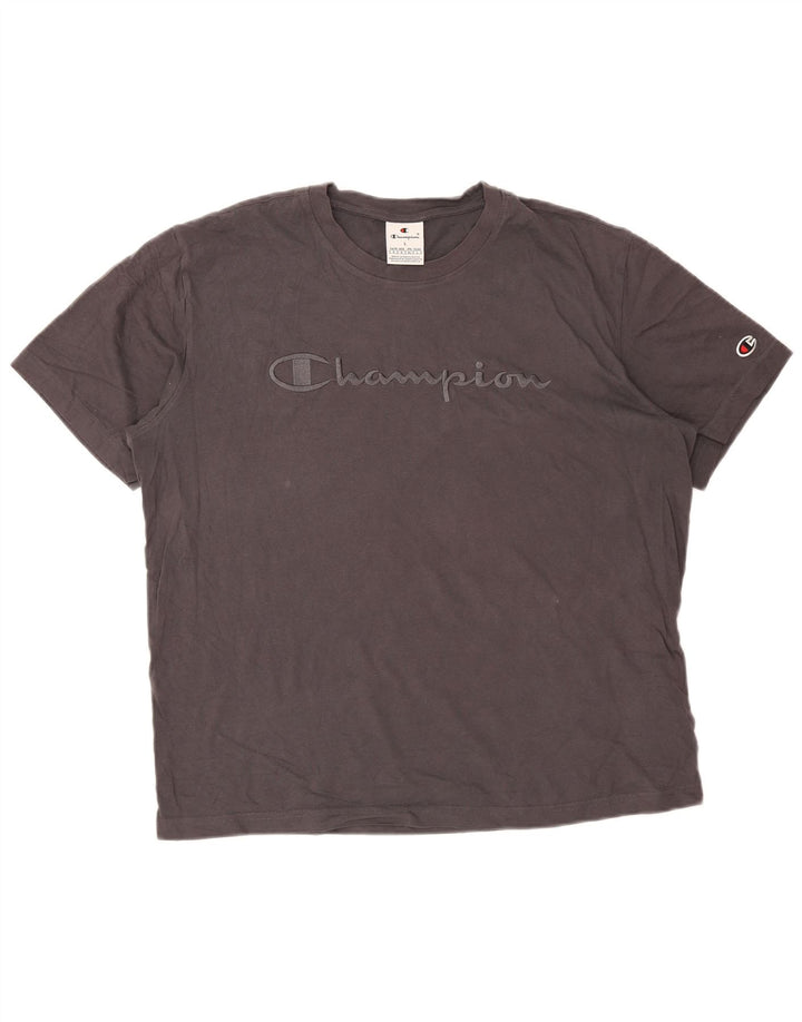 T-shirt grafica da uomo Champion Top grande in cotone grigio