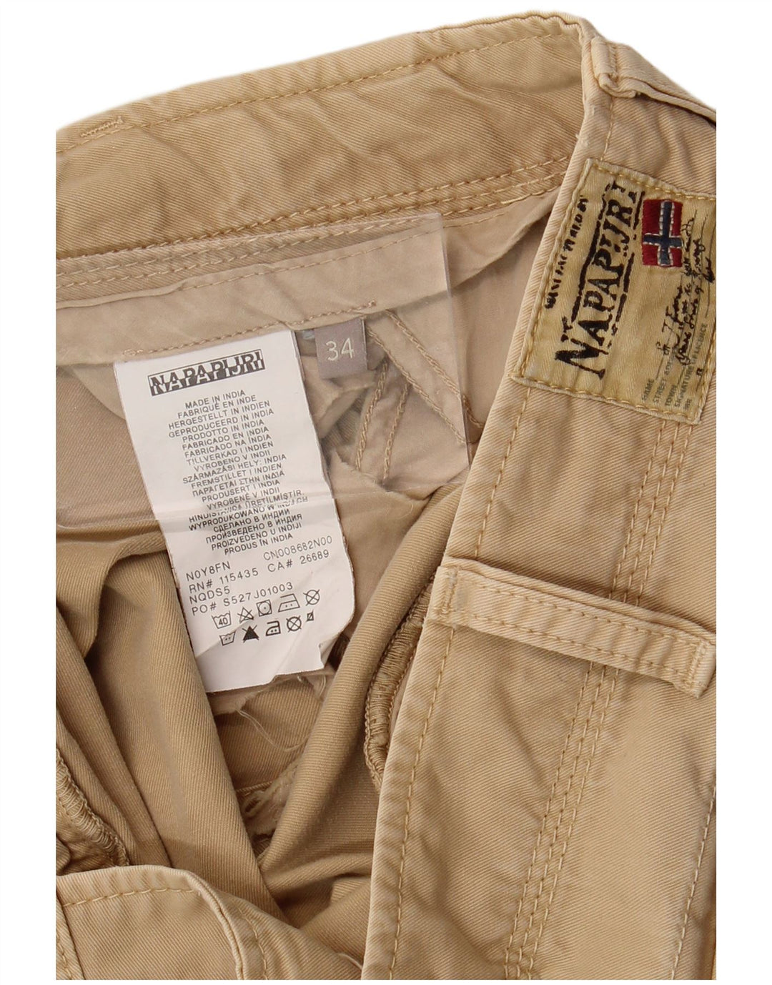 Pantaloncini cargo da uomo NAPAPIJRI W34 grandi in cotone beige