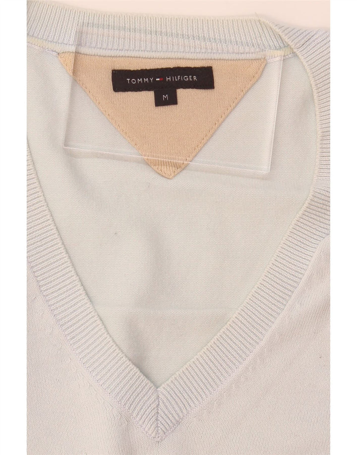 TOMMY HILFIGER Womens V-Neck Jumper Sweater UK 12 Medium White Vintage Tommy Hilfiger and Second-Hand Tommy Hilfiger from Messina Hembry 