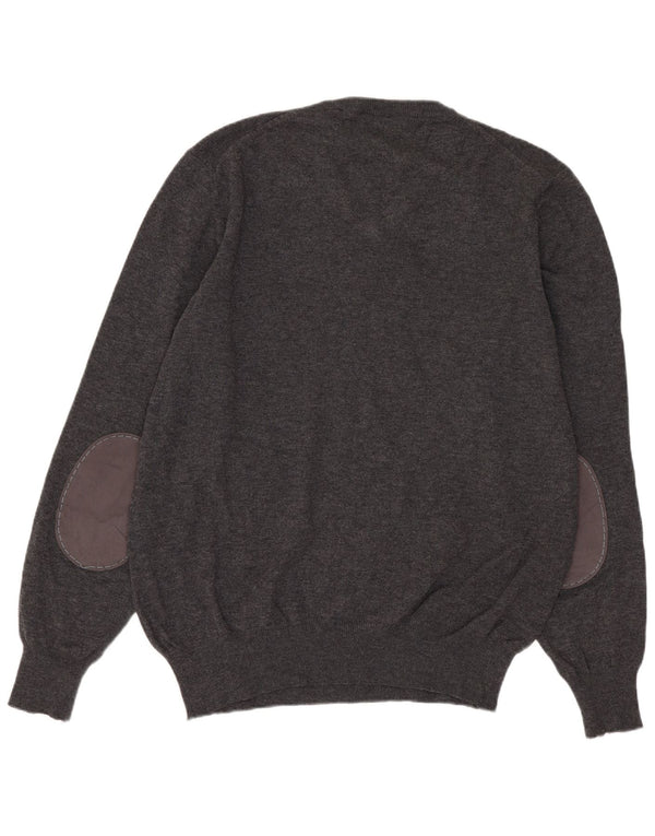 Maglione da uomo con scollo a V Fred Perry in lana grigio medio