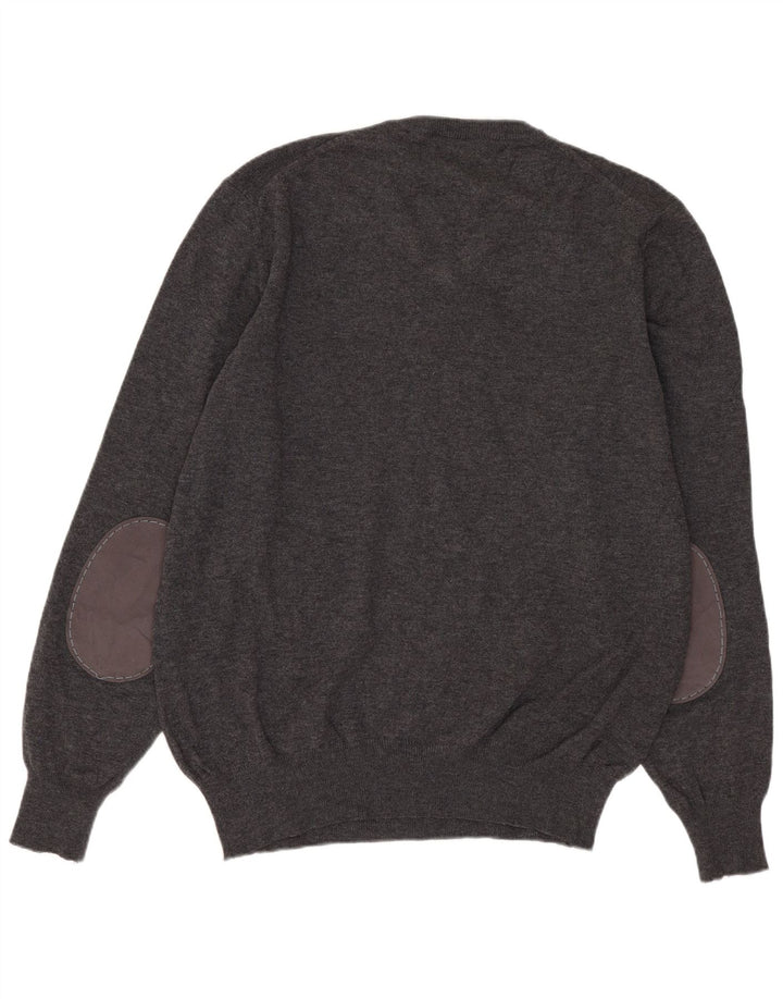 Maglione da uomo con scollo a V Fred Perry in lana grigio medio