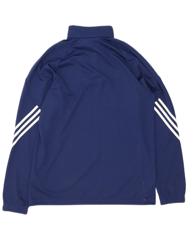 Adidas Uomo Climalite Zip Neck Pullover Tuta Top Large Blu Navy