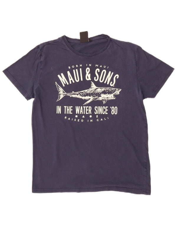 T-shirt grafica da uomo Maui and Sons Top medio blu navy