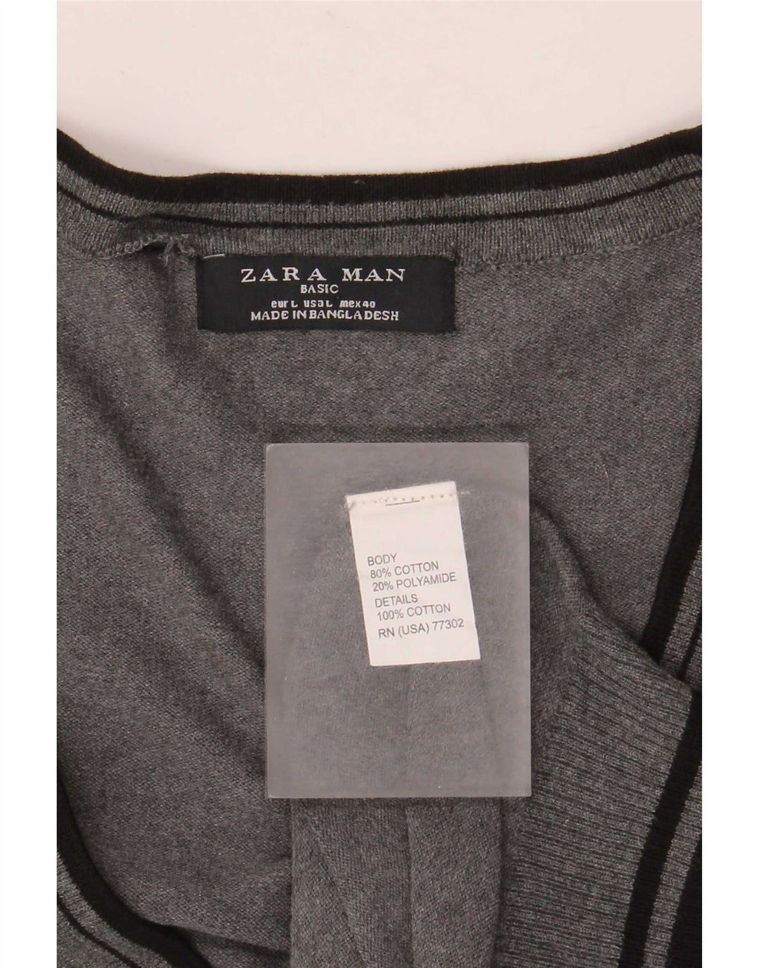 Maglione cardigan da uomo Zara in cotone a righe grandi grigie