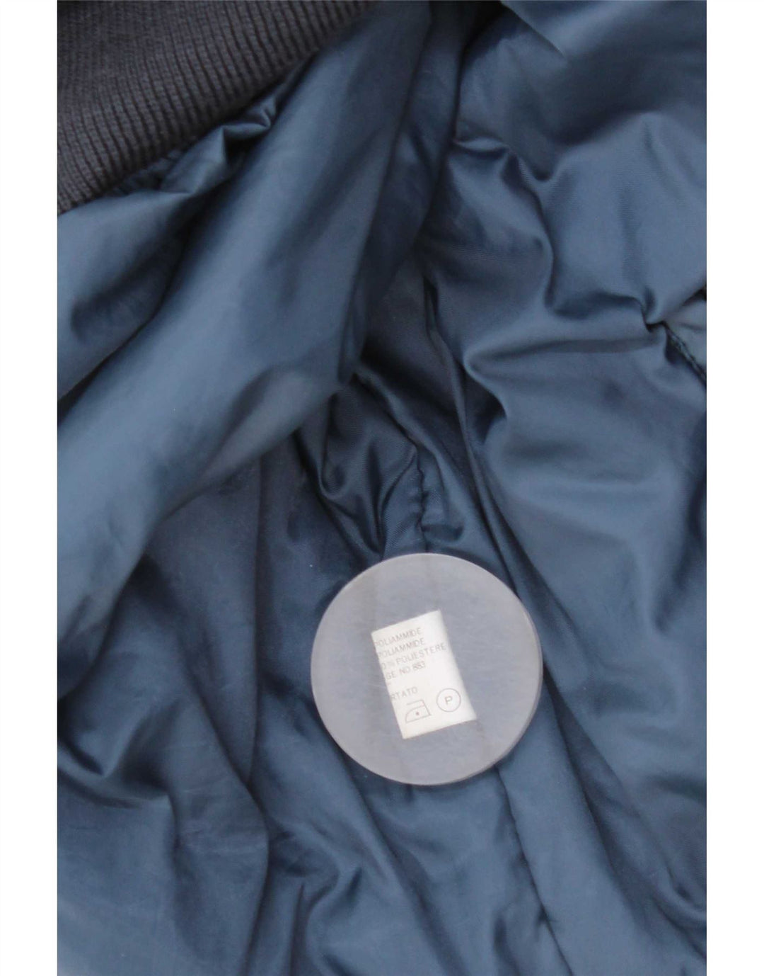 Giubbotto bomber con cappuccio vintage da uomo UK 42 XL blu navy in poliammide