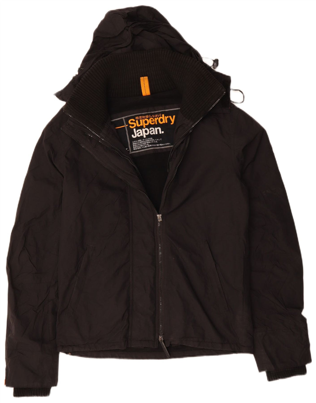 Giacca a vento con cappuccio da uomo SUPERDRY UK 38 poliestere nero medio