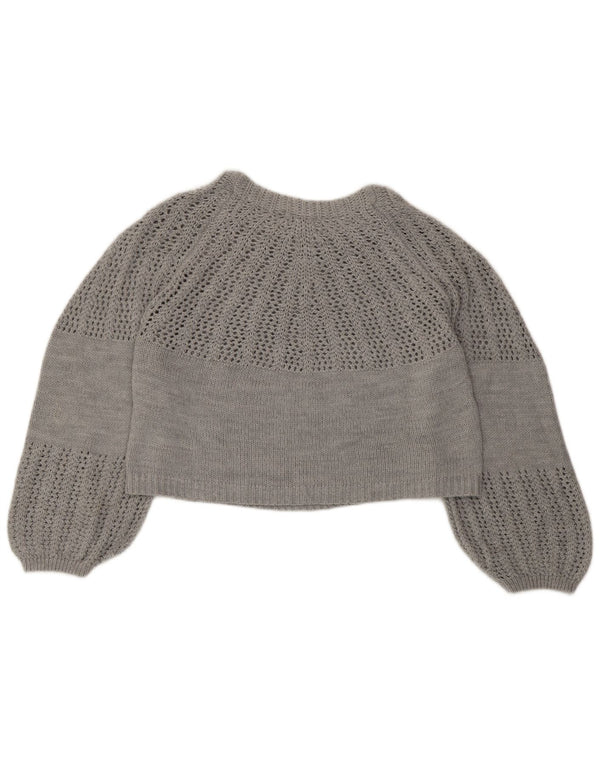 Topshop Maglione da donna corto con scollo a barca oversize UK 8 piccolo grigio
