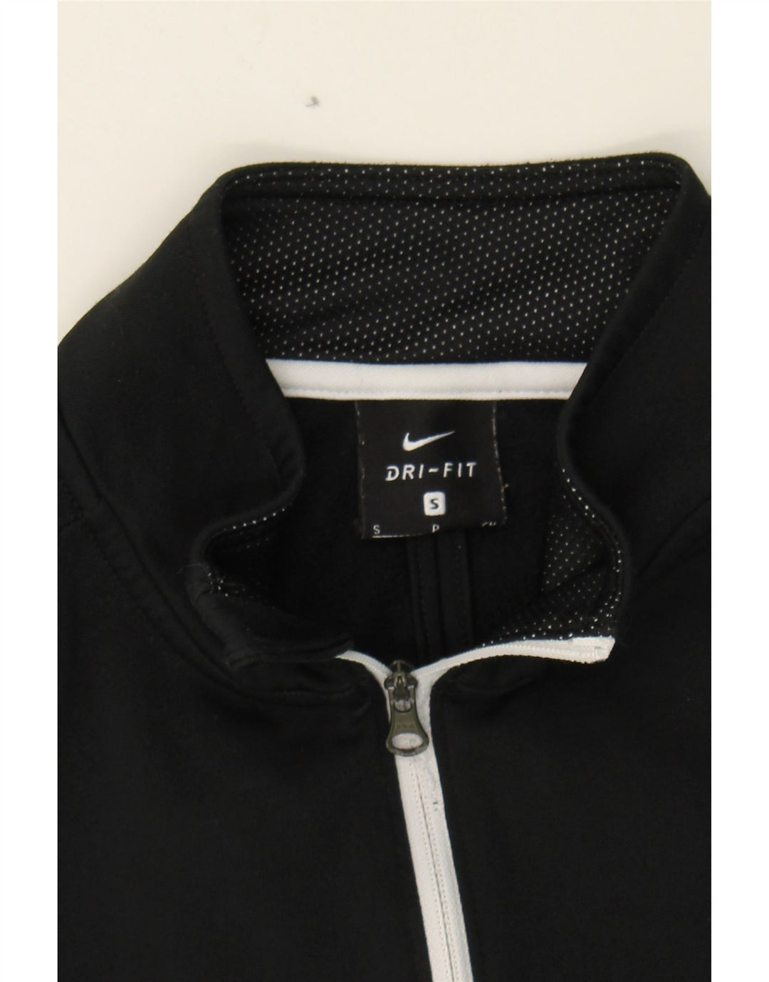 NIKE Mens Dri Fit Zip Neck Pullover Tracksuit Top Small Black Polyester Vintage Nike and Second-Hand Nike from Messina Hembry 