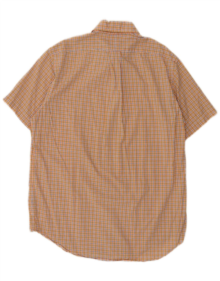 Camicia a maniche corte da uomo Ralph Lauren in cotone a quadri arancione medio