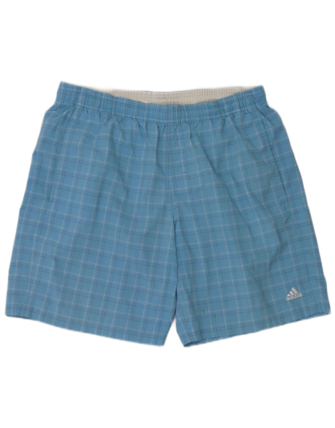 Pantaloncini da bagno Adidas da uomo grandi in poliestere a quadri blu