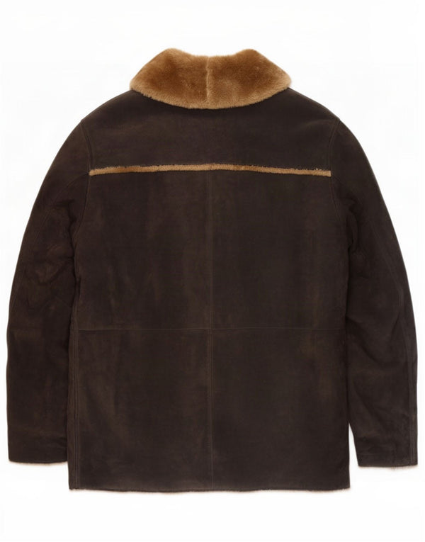 Giacca in shearling vintage da uomo UK 40 grande in pelle nera