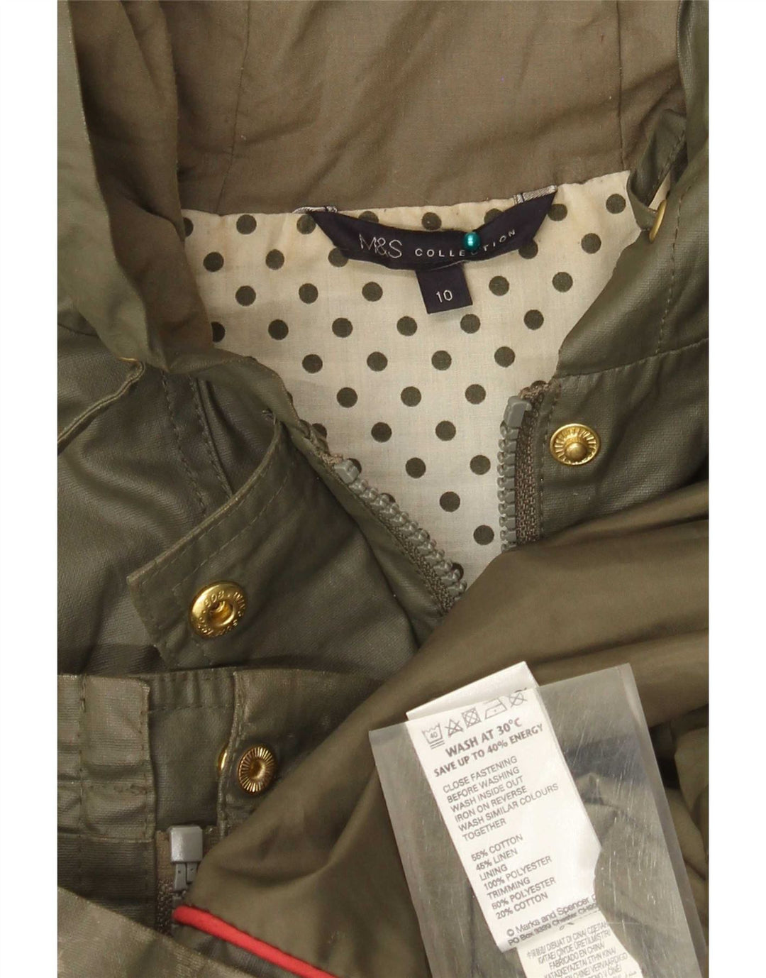 Giacca cerata oversize con cappuccio da donna Marks & Spencer UK 10 piccola verde