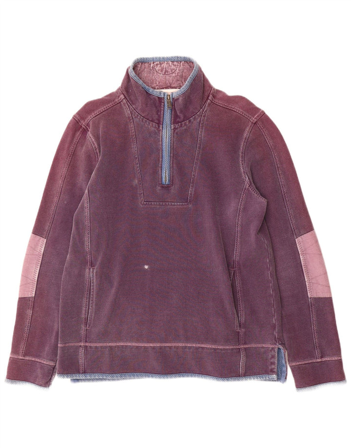 Felpa da uomo con collo con zip Fat Face Maglione cotone viola medio