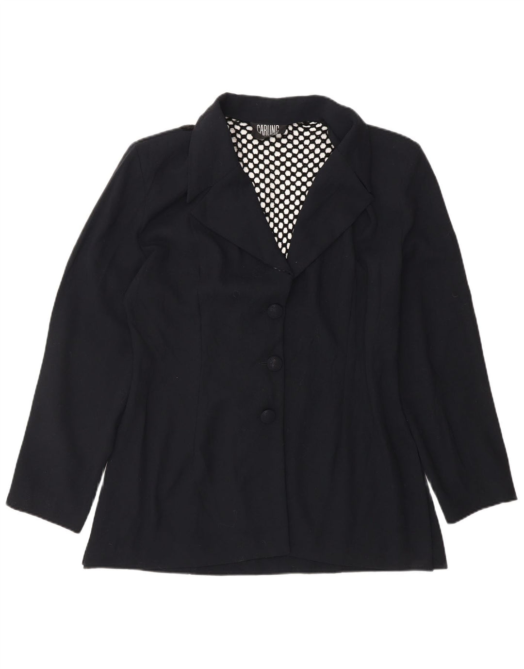 Giacca blazer da donna a 3 bottoni VINTAGE UK 14 medio blu navy