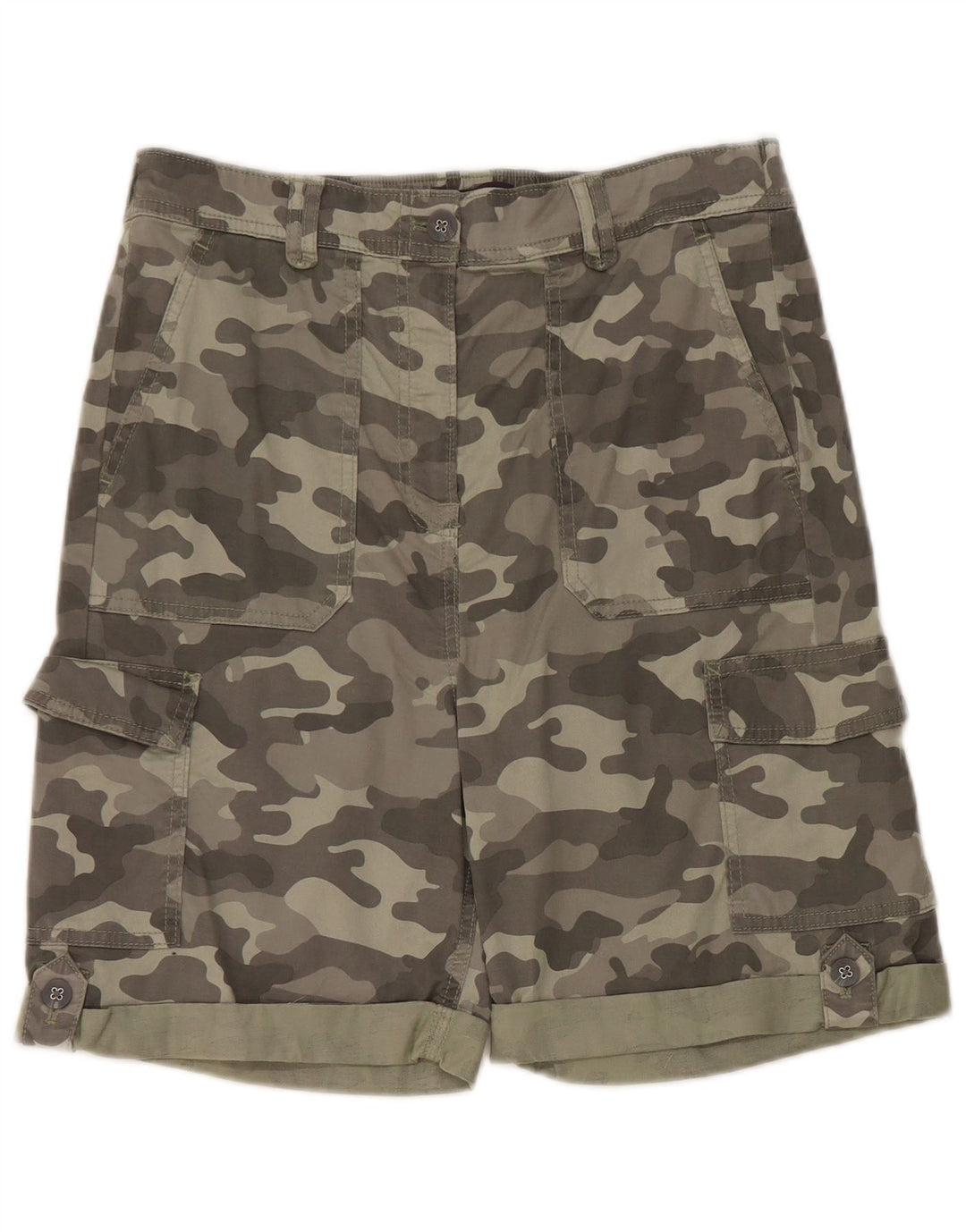 Pantaloncini cargo a vita alta da donna Marks & Spencer UK 12 medi W30 kaki