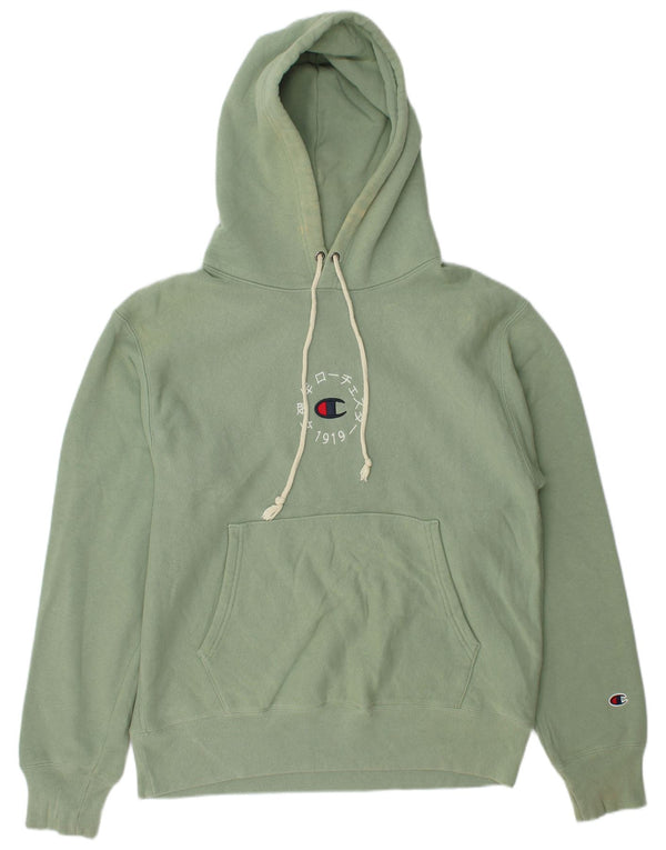 Maglione con cappuccio grafico da uomo Champion in cotone verde medio