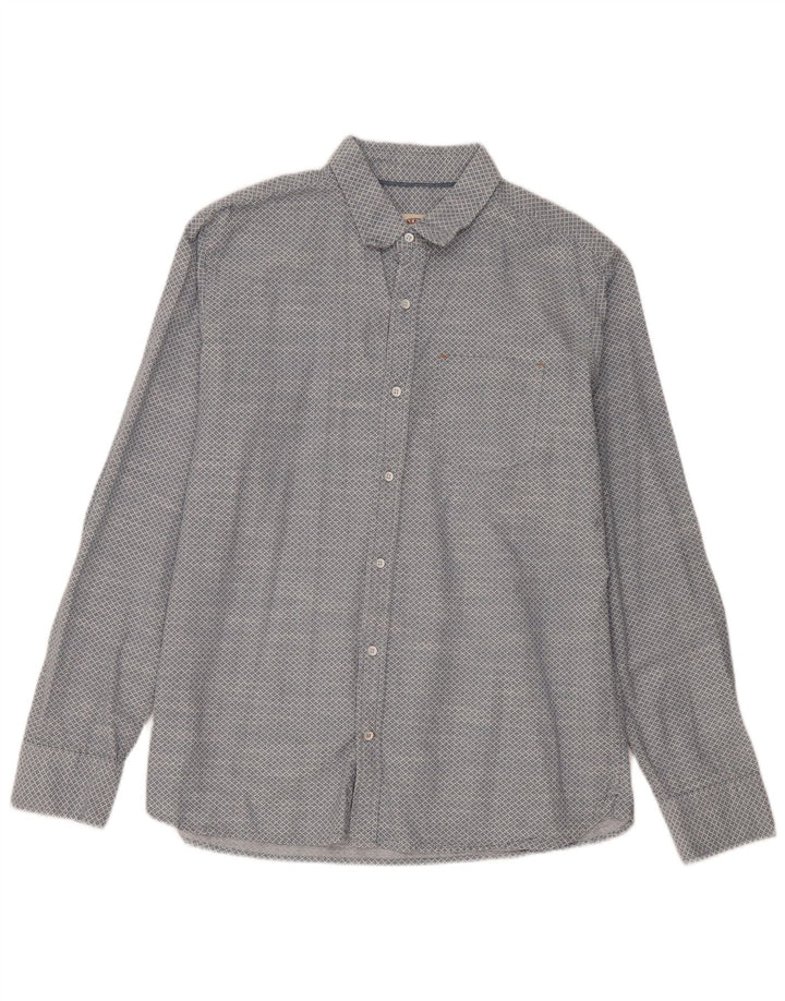 Camicia da uomo Fat Face Large in cotone geometrico blu