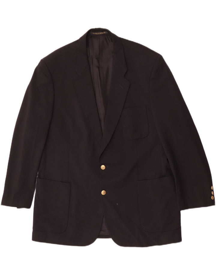Giacca blazer a 2 bottoni da uomo Marks & Spencer UK 46 XL poliestere nero
