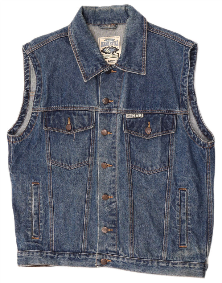 Gilet in denim da uomo Marcel Clair UK 38 cotone blu medio