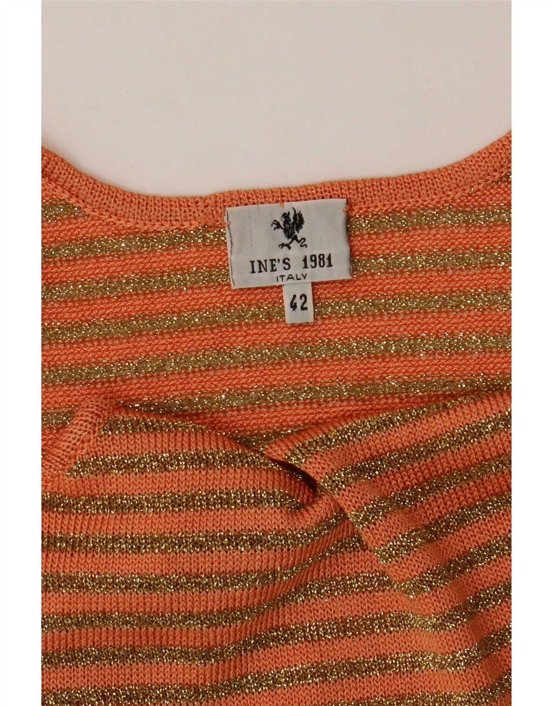 Canottiera vintage da donna in maglia IT 42 a righe arancioni medie
