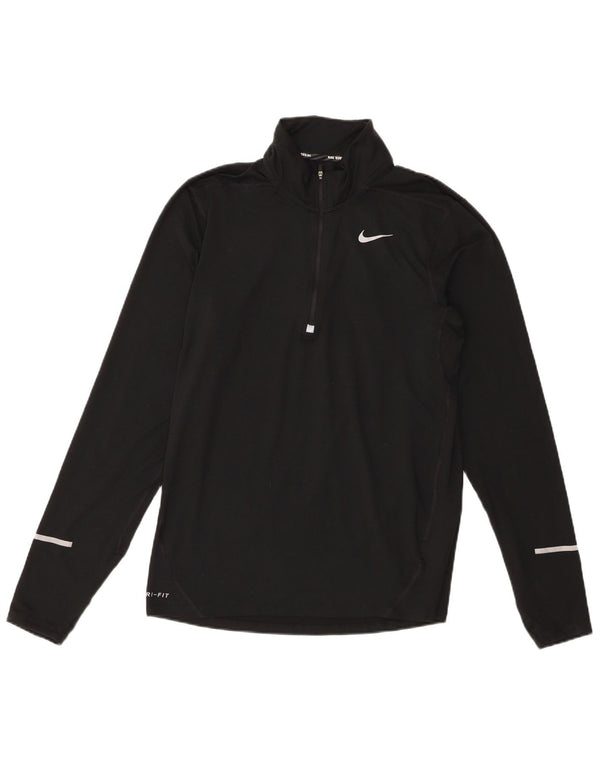 Tuta da ginnastica Nike Dri Fit da uomo con collo e zip, piccola, in poliestere nero