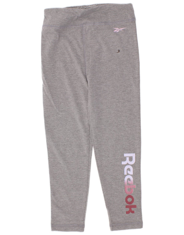 Leggings grafici Reebok per ragazze 5-6 anni in cotone grigio screziato