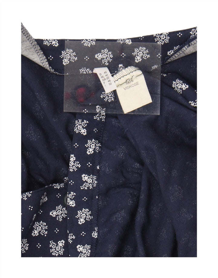 Tutina vintage da donna UK 20 2XL viscosa floreale blu navy