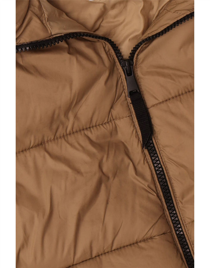 Giacca imbottita oversize con cappuccio da donna Zara UK 14 Nylon beige medio
