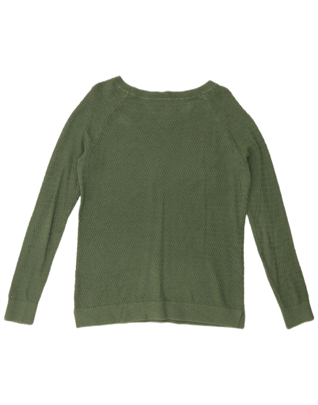TOMMY HILFIGER Maglione maglione con scollo a barca da donna UK 10 piccolo verde