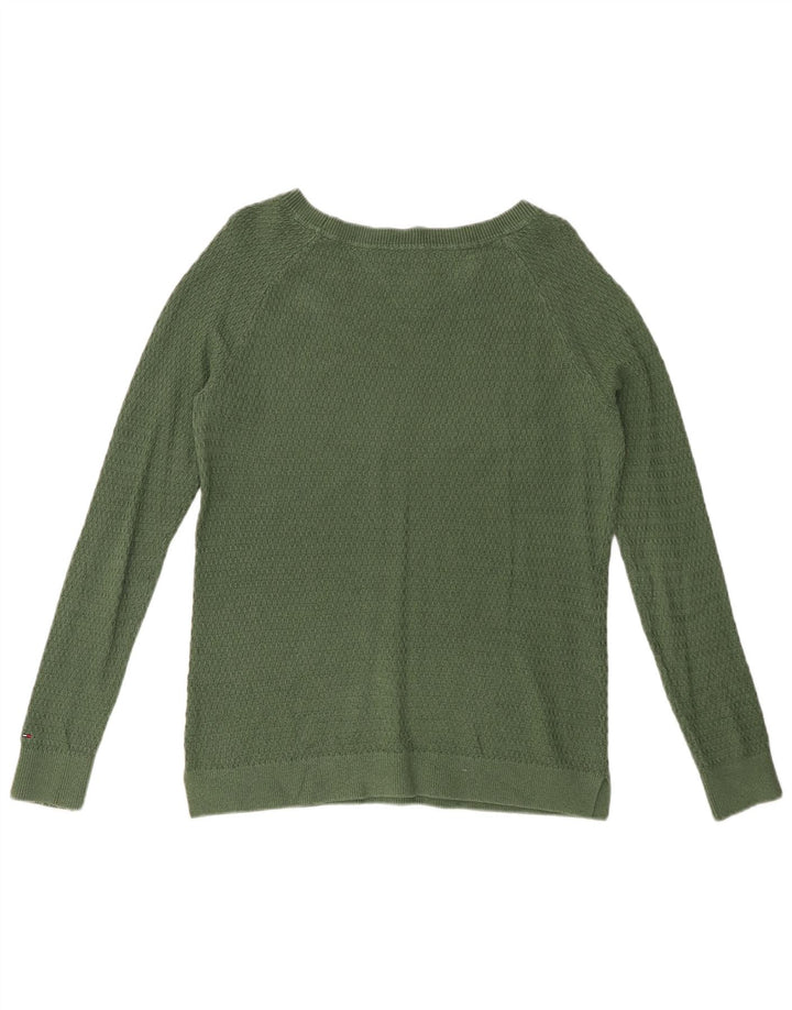 TOMMY HILFIGER Maglione maglione con scollo a barca da donna UK 10 piccolo verde