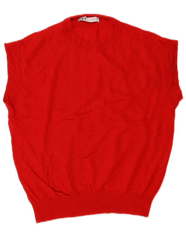 Maglione girocollo oversize a maniche corte da donna Zara UK 10 piccolo rosso