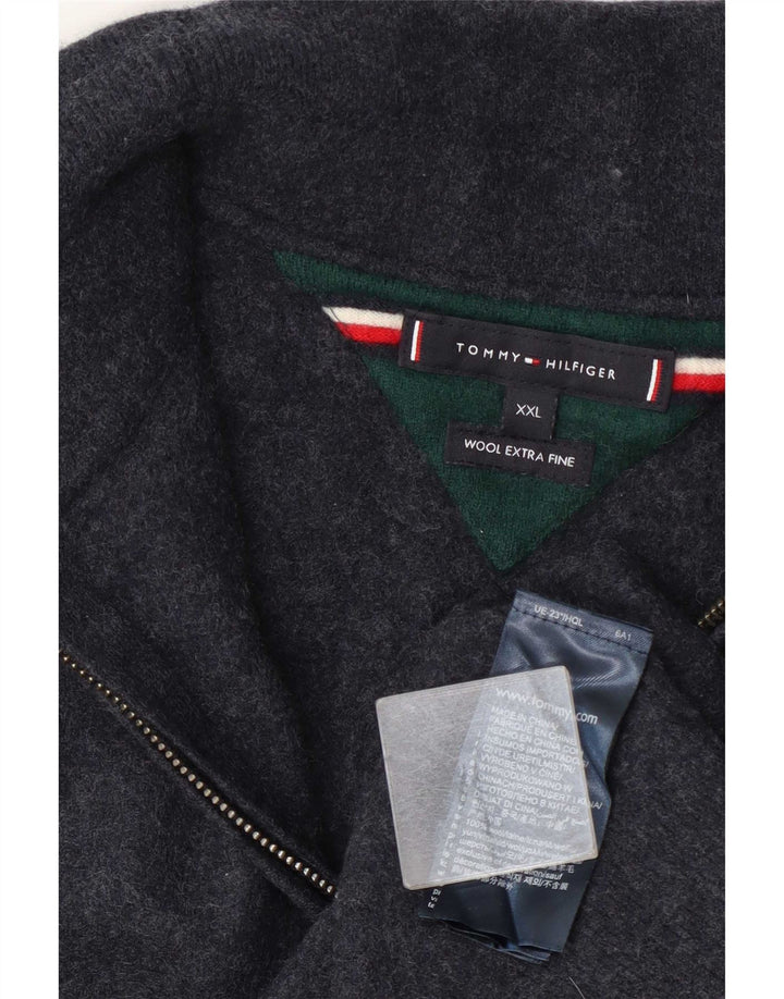 Maglione maglione con zip da uomo Tommy Hilfiger 2XL lana blu navy