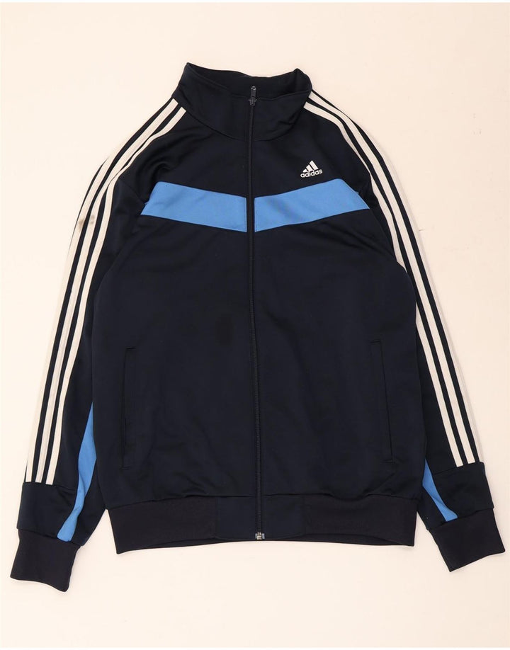 Giacca da ginnastica da uomo Adidas, giacca media, in poliestere color block blu navy