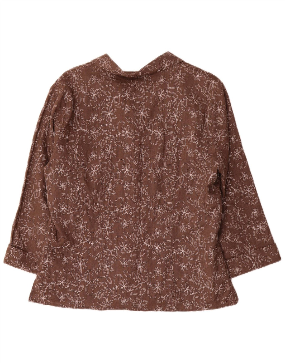 Giacca blazer da donna con maniche a 3/4 Anne Carson UK 16 grande marrone floreale