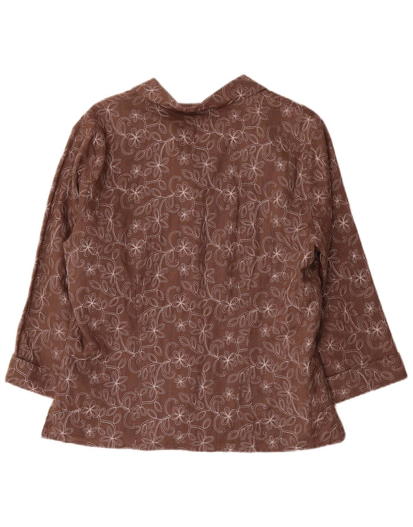 Giacca blazer da donna con maniche a 3/4 Anne Carson UK 16 grande marrone floreale