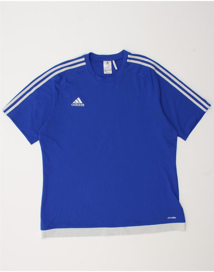 Adidas Uomo Climalite T-shirt Top XL Blu Colourblock Poliestere