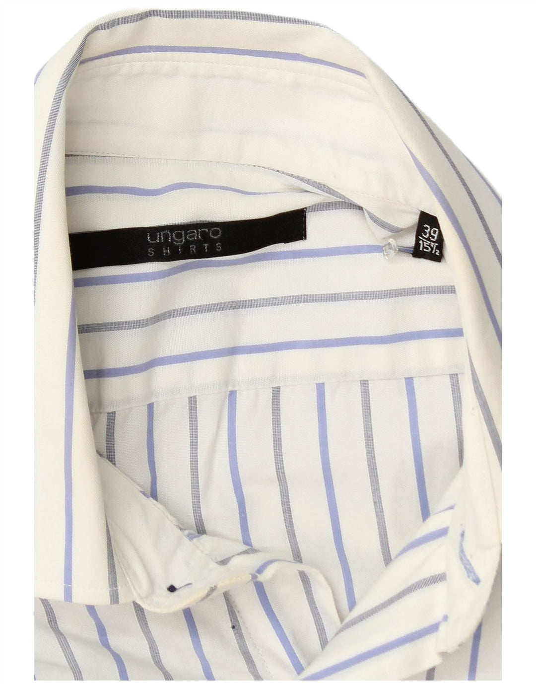 Camicia da uomo Ungaro taglia 39 15 1/2 cotone a righe bianche medie
