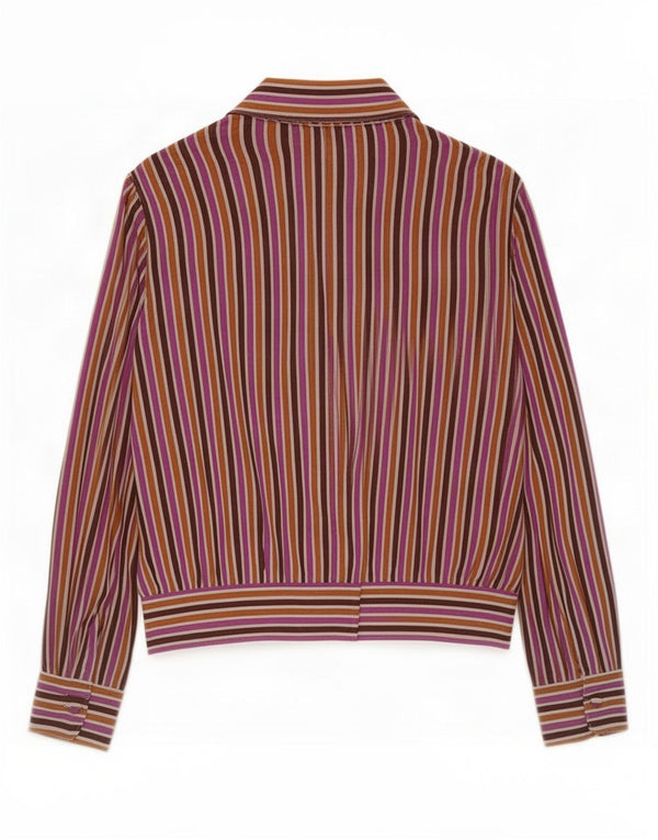 Camicetta a maniche lunghe da donna Benetton Top UK 16 Large Pink gessato
