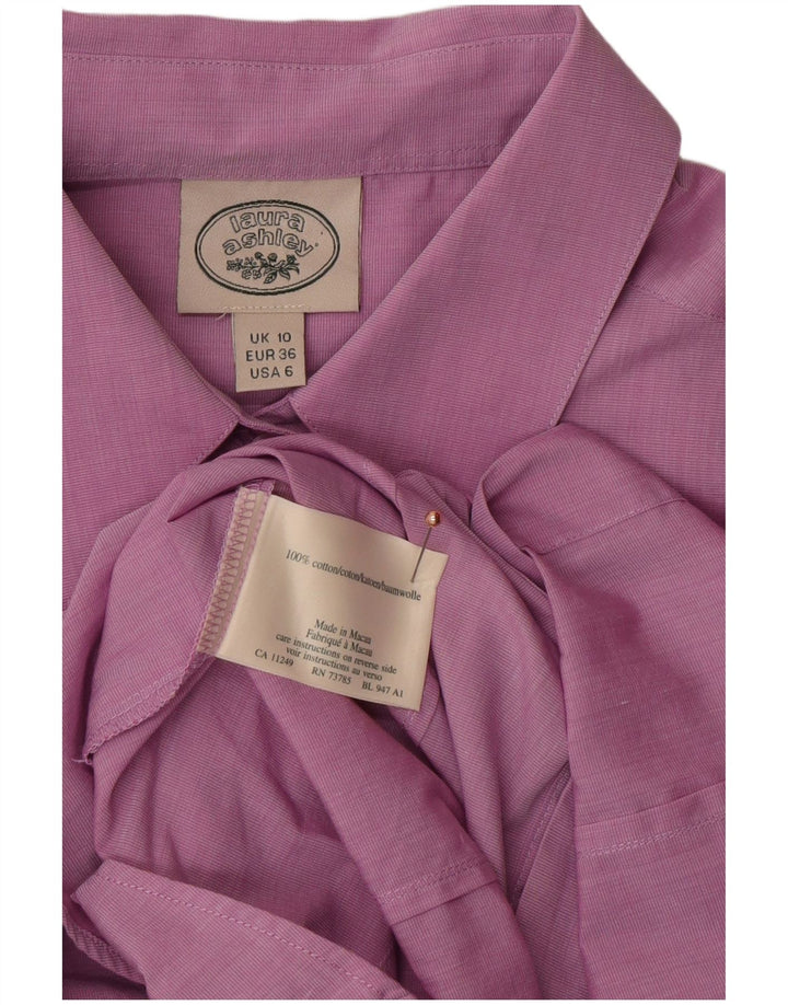 LAURA ASHLEY Camicia da donna UK 10 Piccolo cotone viola