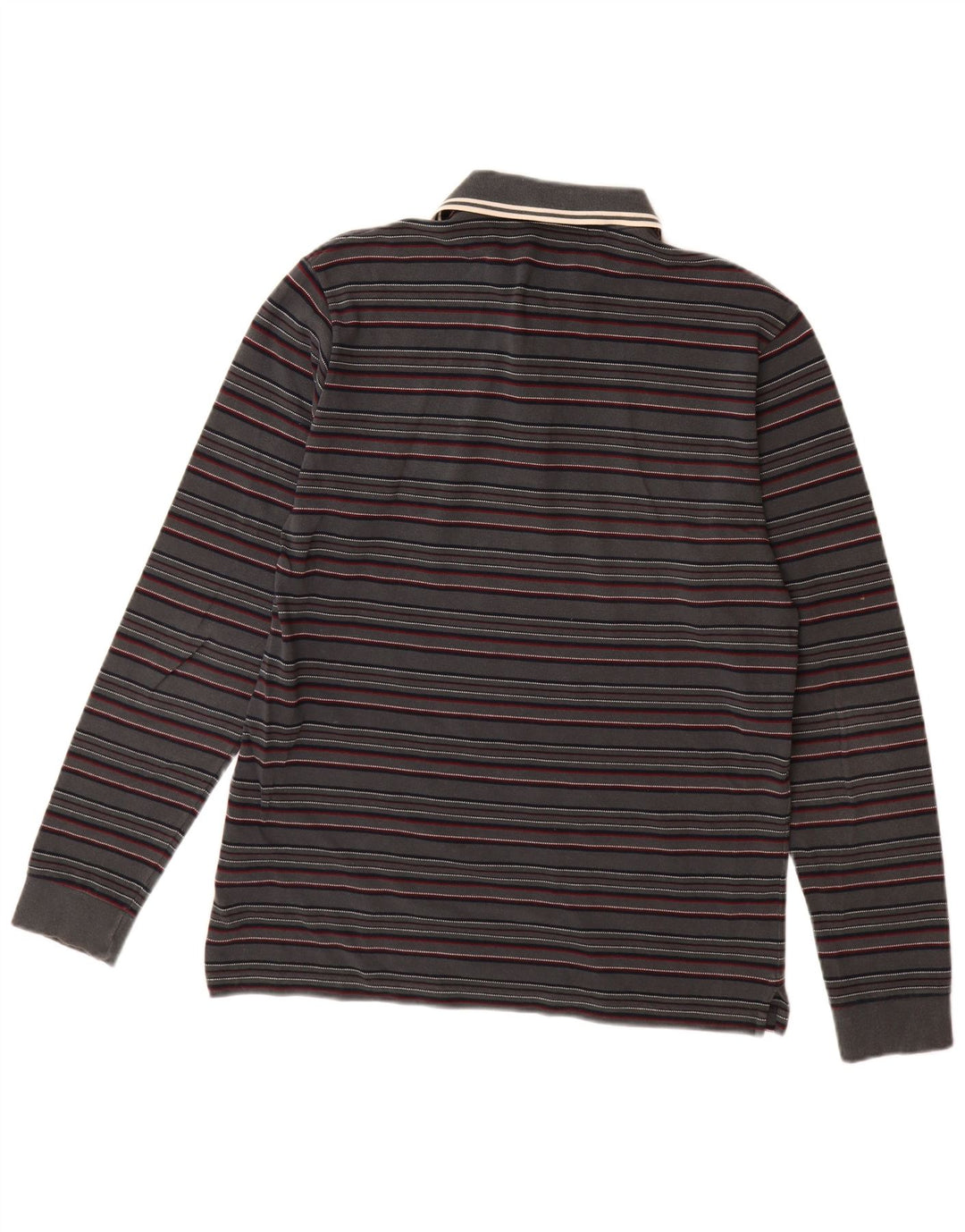 FRED PERRY Polo da uomo a maniche lunghe in cotone a righe grigio medio