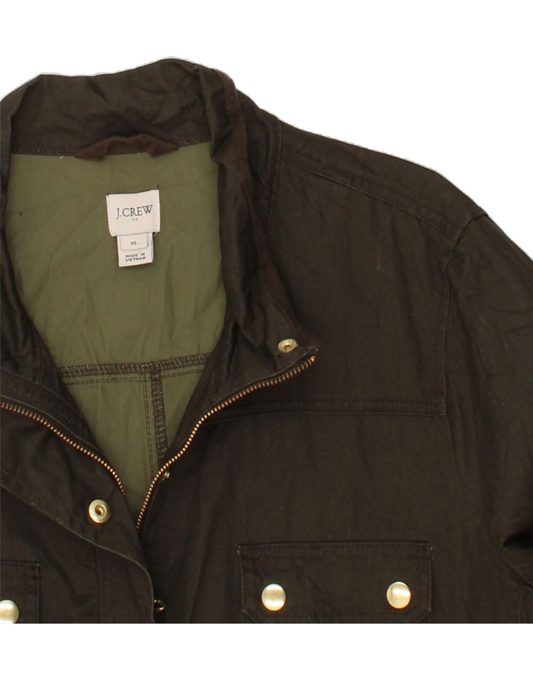 J. CREW Womens Utility Jacket UK 18 XL Green Cotton Vintage J. Crew and Second-Hand J. Crew from Messina Hembry 