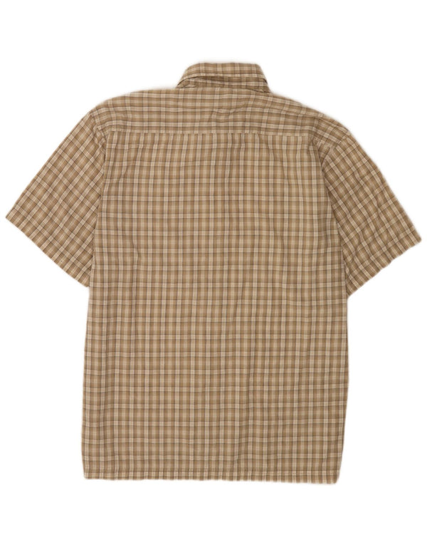 Camicia Columbia da uomo a maniche corte, vestibilità regolare, in cotone a quadri beige medio