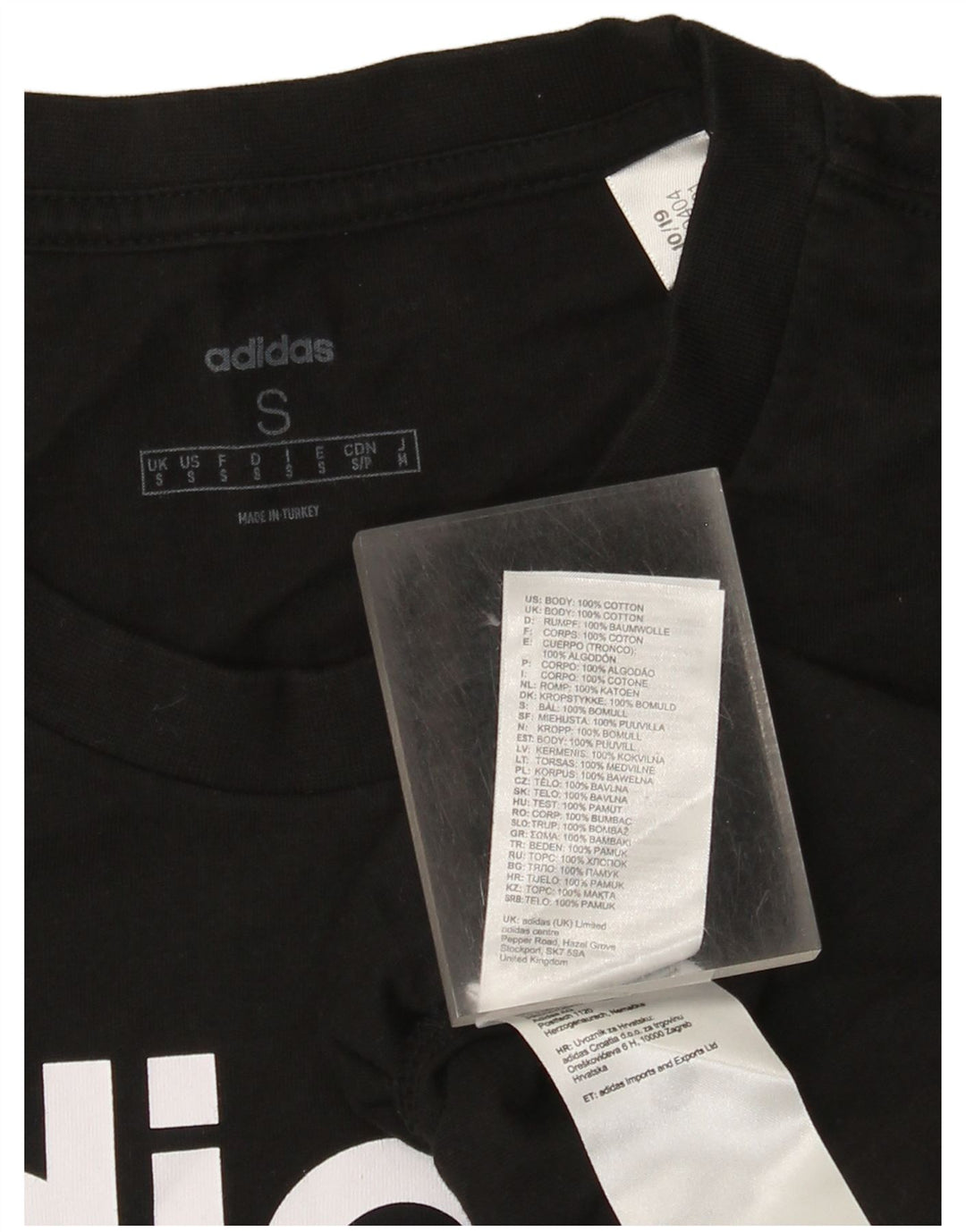 T-shirt grafica da uomo Adidas Top piccola in cotone nero