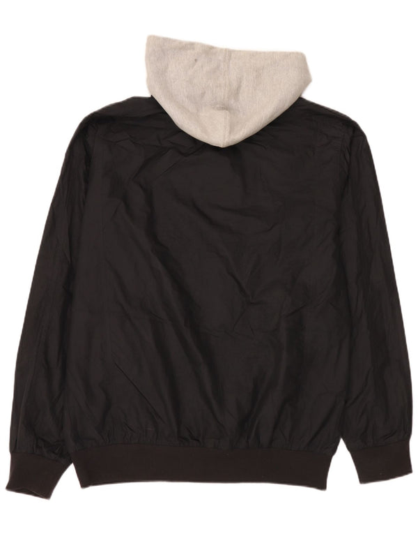 Giubbotto bomber con cappuccio da uomo Adidas UK 40 Large nero in poliestere color block