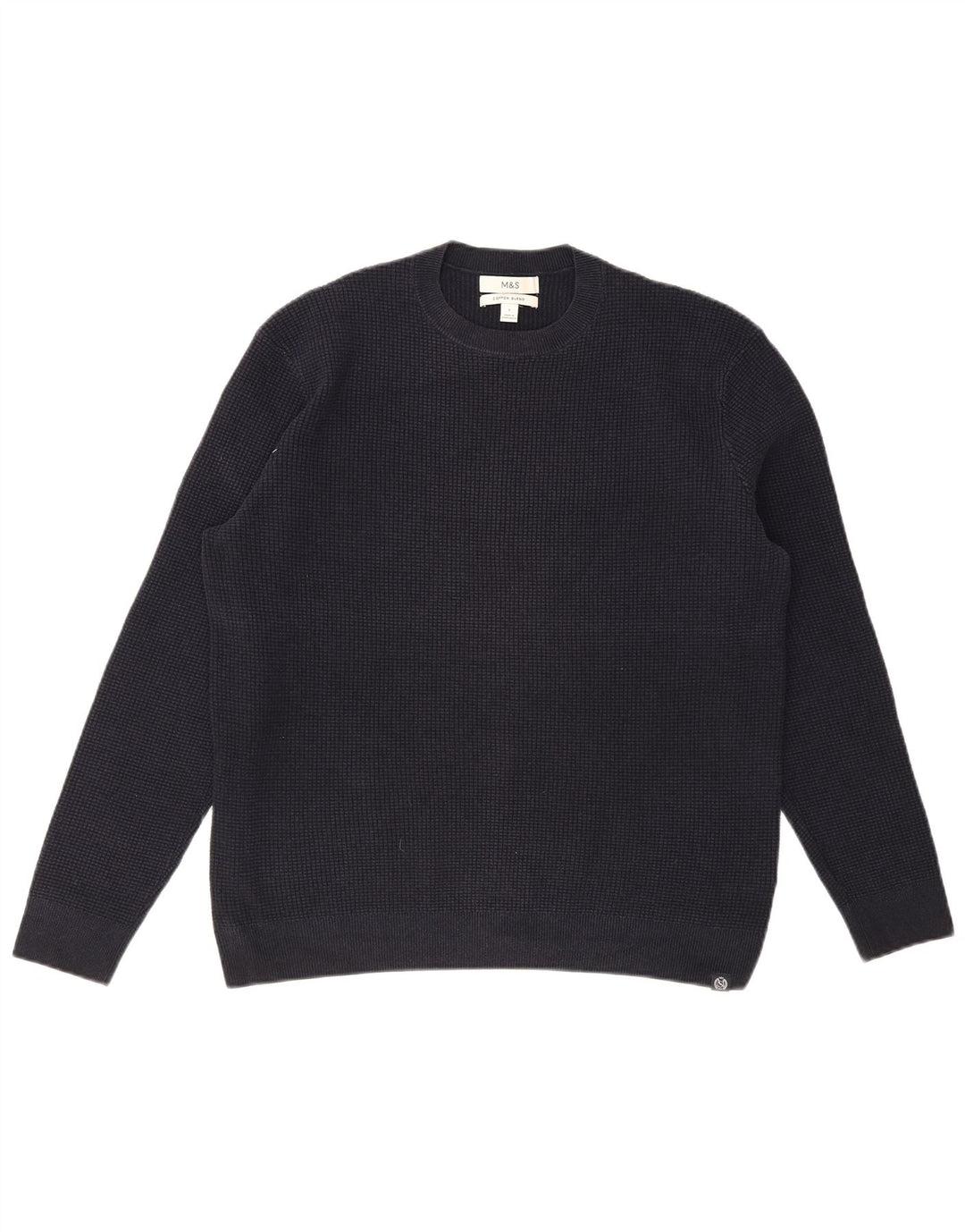 MARKS & SPENCER Maglione da uomo girocollo grande in cotone blu navy