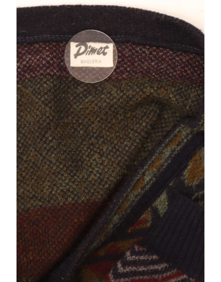 Maglione cardigan da uomo Pimet XL in lana geometrica multicolore